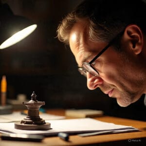 Man Focusing on an Object