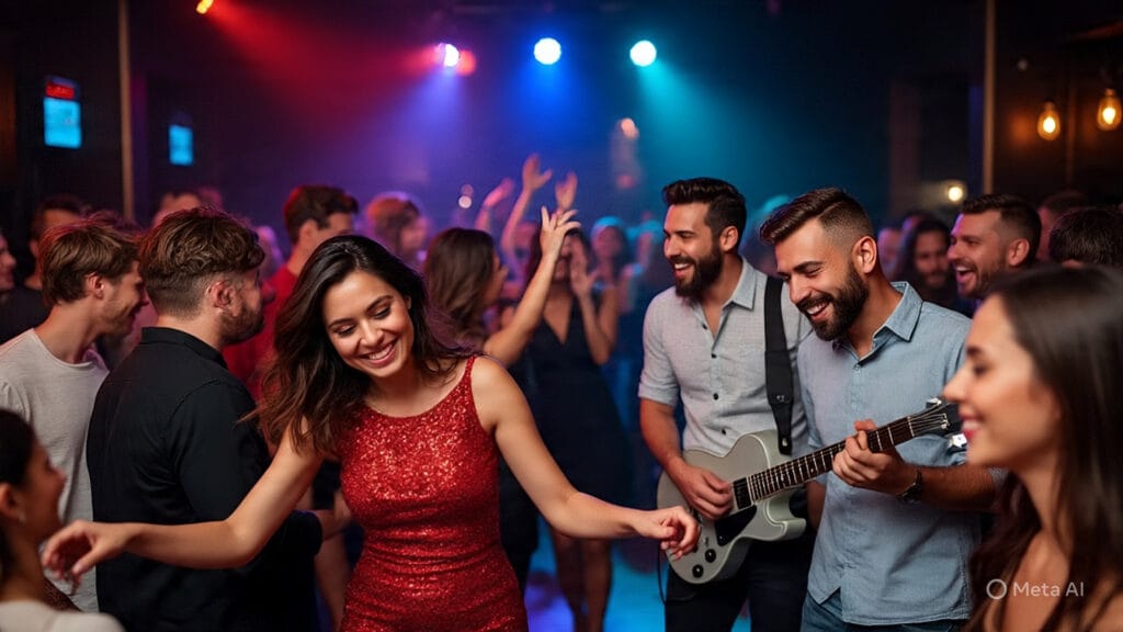 Men and Women Dancing to the Music of a Live Band