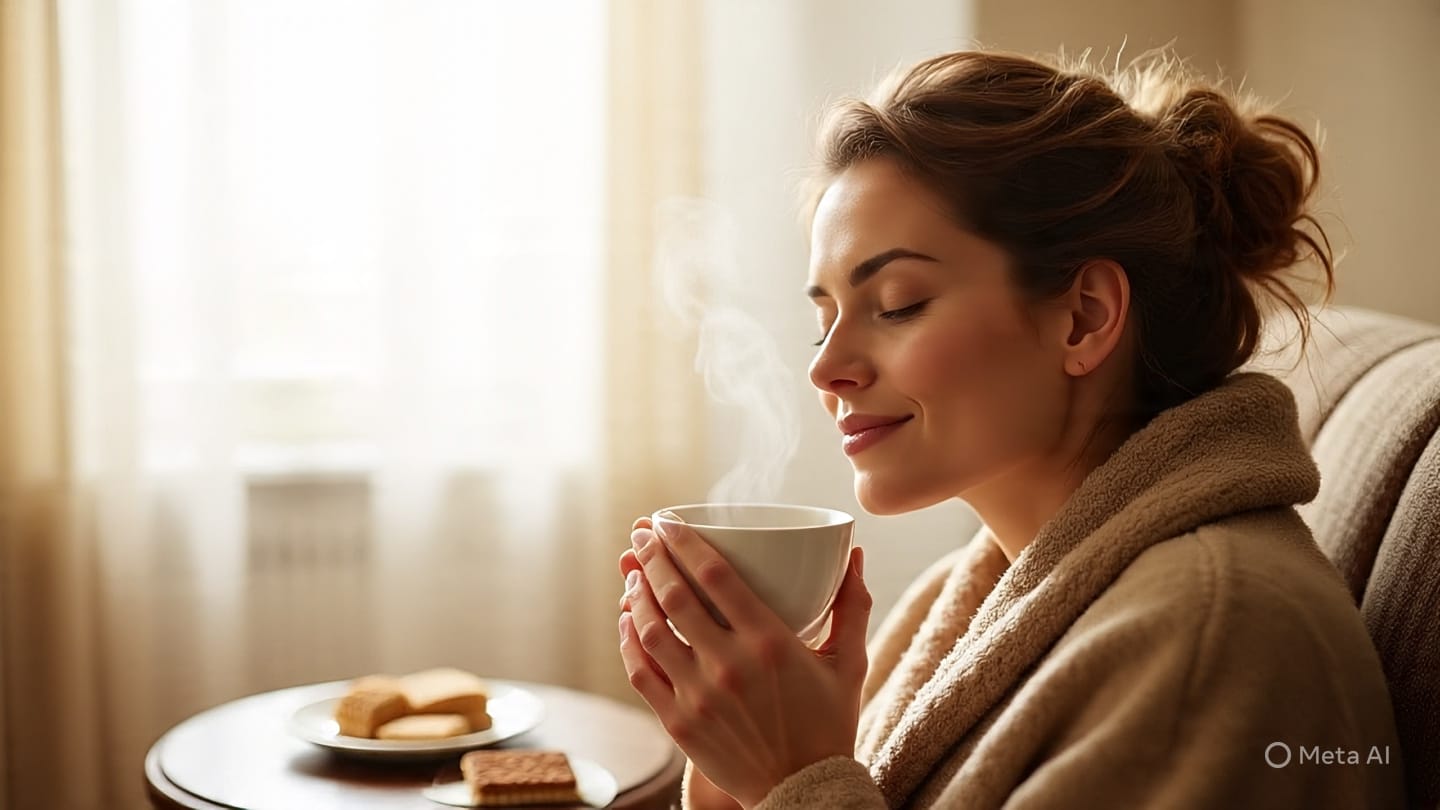 Woman Enjoying Her Morning Cup of Coffee