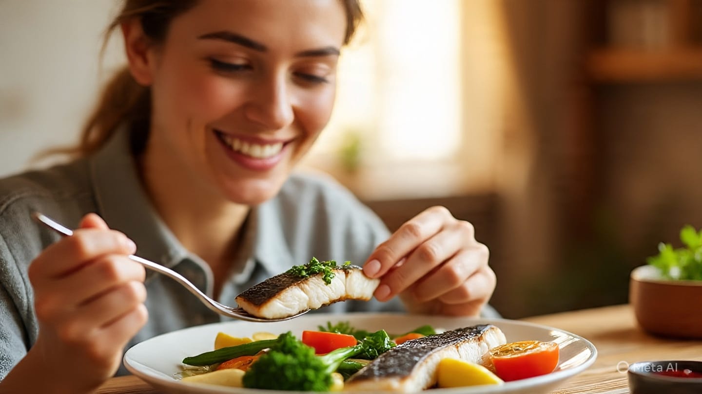 Woman Getting Her Omega-3 Fatty Acids From Fish