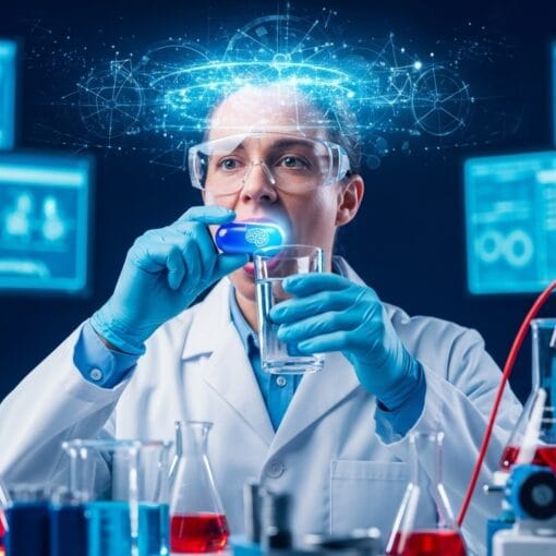 Scientist Taking Brain Pills and Being Smart